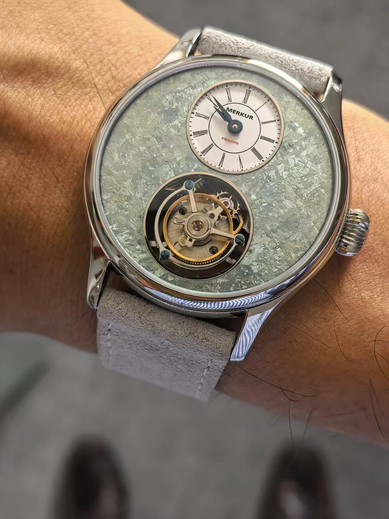 Merkur 100% Tourbillon Watch Men's Titanium Ice Flower Dial Sapphire Watch For Men Mechanical Wristwatches Relogio Masculino