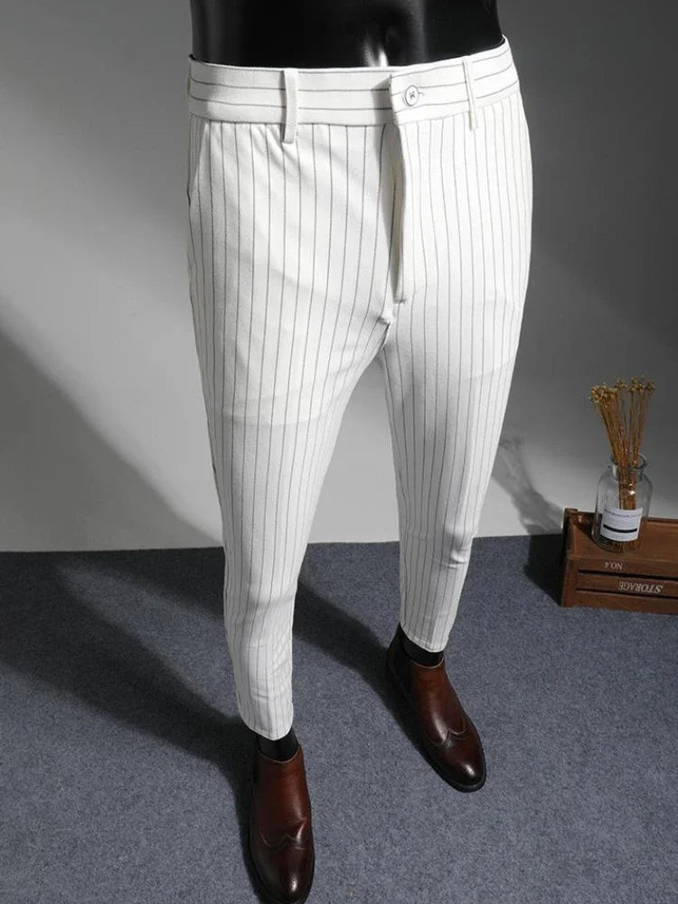 Draped White Trousers for Men Plus Big Size Man Suits Pants Fluid Spring Clothes Thin Casual Classic Offer New in Cheap Luxury