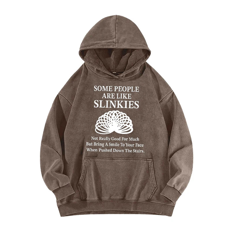 MenS Humorous Cotton Hoodie Some People Are Like Slinkies Print Casual Long Sleeve Women Trendy Washed Hoodie Ideal For Leisure