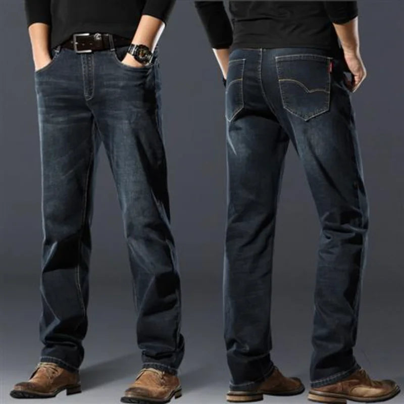 Baggy Straight Jeans for Men Classic Mens Cowboy Pants Regular Trousers Denim Elastic Tight Pipe Casual Low Rise Goth Stacked Xs