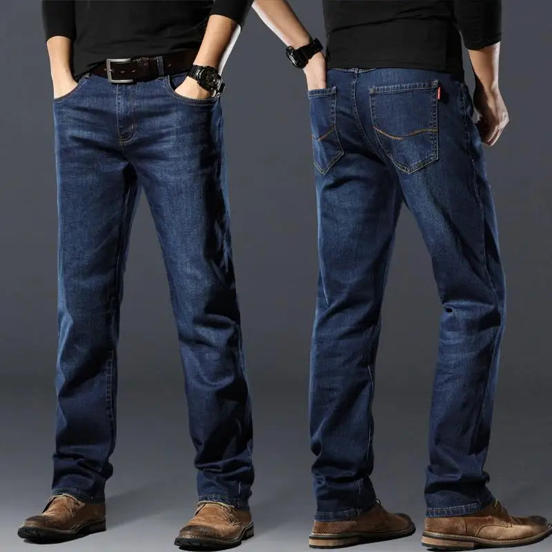 Baggy Straight Jeans for Men Classic Mens Cowboy Pants Regular Trousers Denim Elastic Tight Pipe Casual Low Rise Goth Stacked Xs