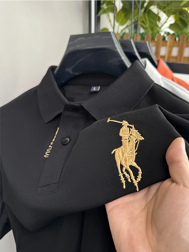 Designer Brand Men's Polo Shirt Lapel T-Shirt Summer New Exquisite Horse Embroid Short Sleeve Business Casual Office Menswear