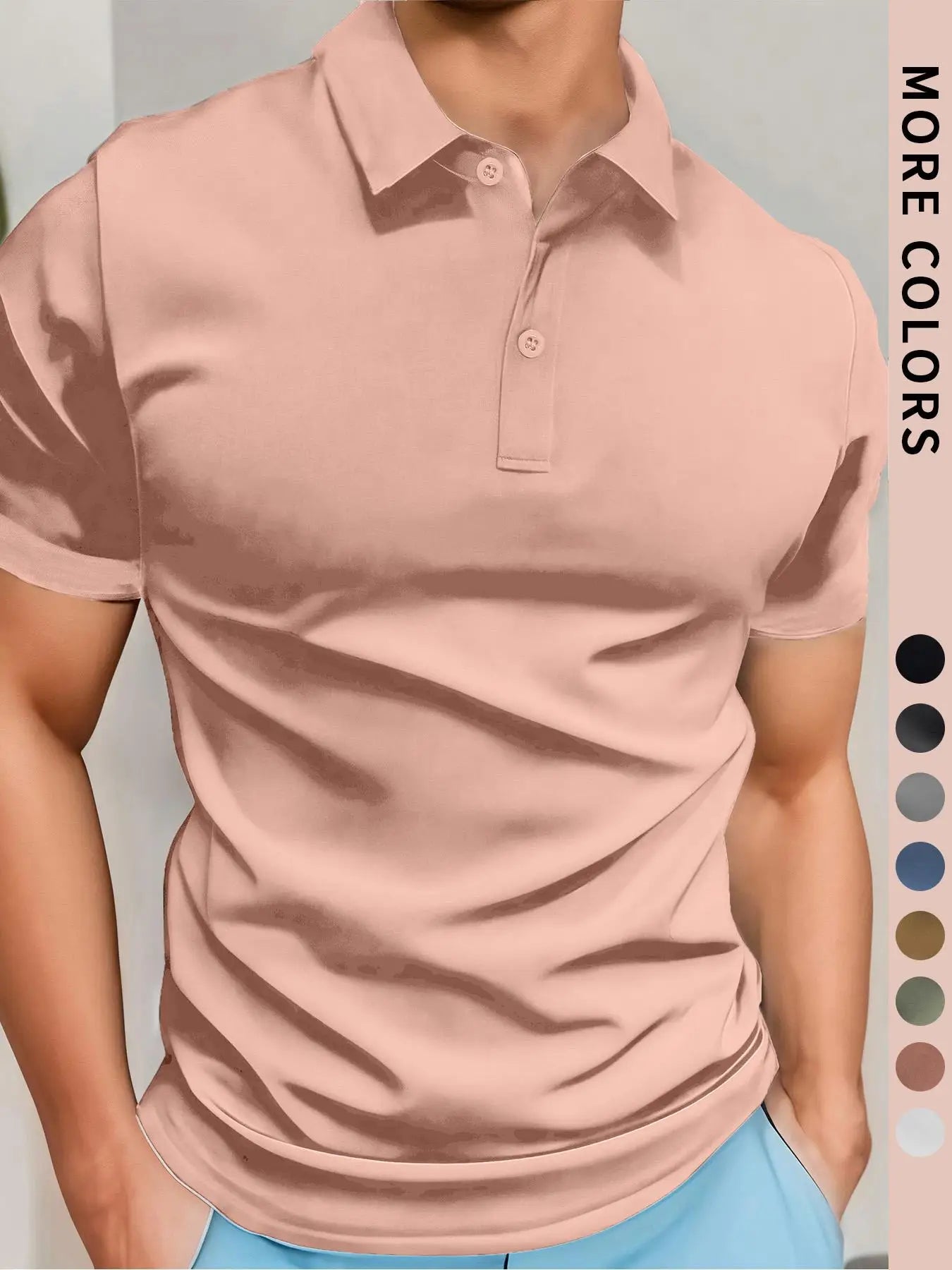 Men's Polo Simple Pure Color Short-Sleeved Shirt, High-Grade Fabric, Breathable and Comfortable Fabric with Ice Feel, Summer Outdoor Casual Men's Shirt, Men's Gifts
