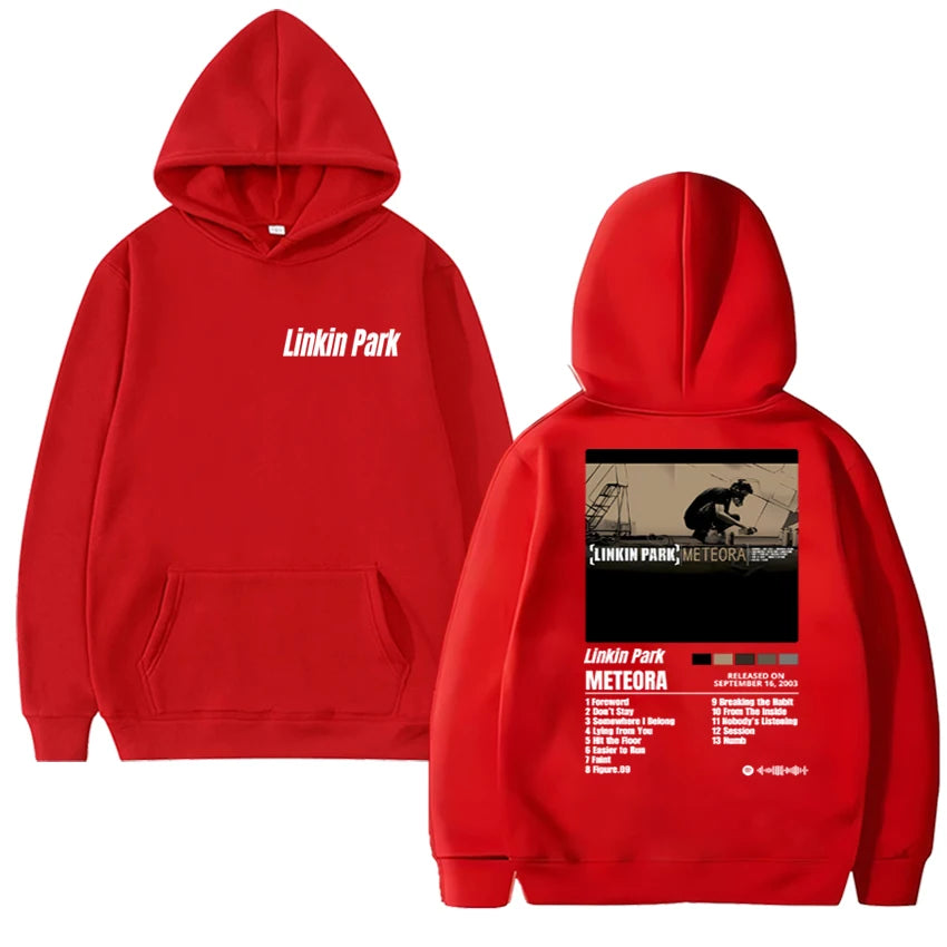 In 2025 a new poster of the Meteora men's hoodie retro hip-hop streetwear and casual hoodie was released in Lincoln Park