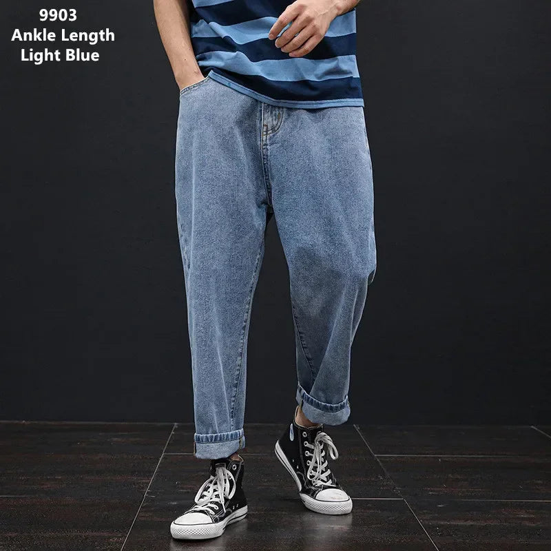 Baggy Jeans Men Clothing Loose Plus Size Denim Pants Mens Oversized Blue Wide Leg Jean Large 42 44 46 48 Man Fashion Trousers