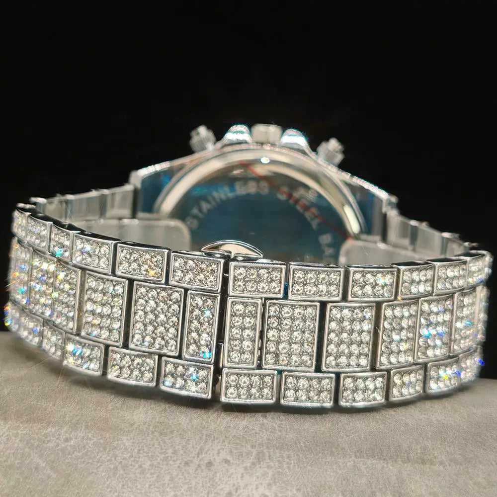 Fashion Ice Watches Men Brand UNIGUET Luxury Stainless Steel Hip Hop Rainbow Diamond Quartz Wristwatch Male Gift Dropshipping