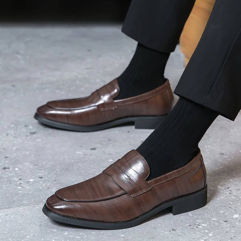 Men's Loafers Handmade PU Leather Loafer Casual Driving Flats Slip-on Shoes Luxury Comfy Moccasins Black Casual Shoes Mo-22123