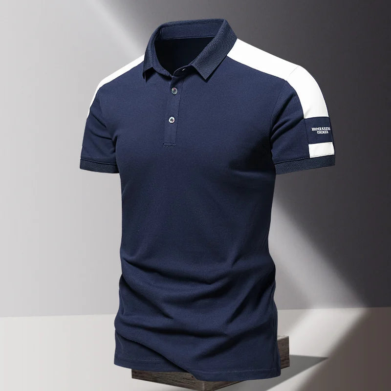 Men's POLO shirt, summer ice silk high-end business casual short sleeved T-shirt, solid color thin pure cotton lapel top