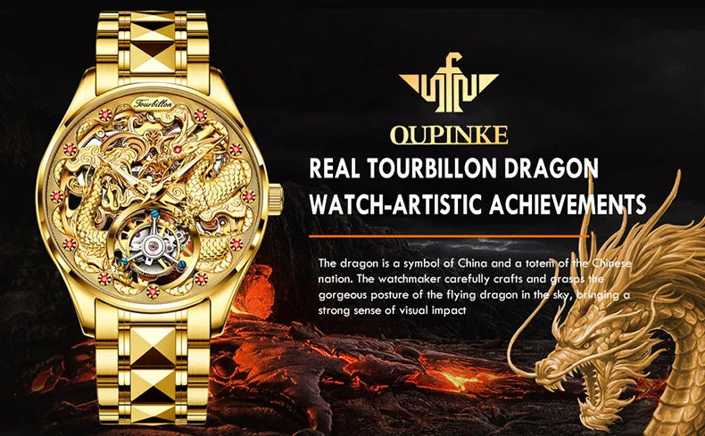 OUPINKE 3176 Top Brand Luxury Men Mechanical Automatic Watches Automatic Movement Waterproof Sapphire Mirror Tourbillon Skeleton