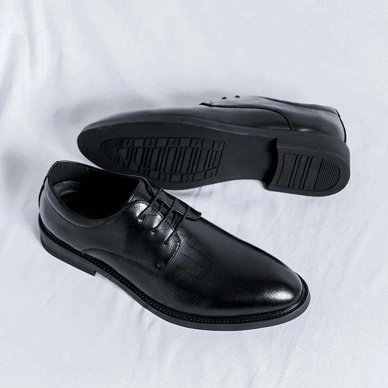 Men's Spring and Autumn British Casual Business Formal Leather Shoes Casual Shoes Suit Men Shoes Heightening Single Shoes Shoes