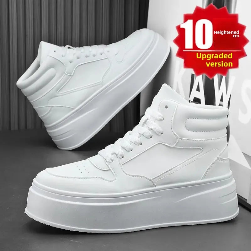 White Sneakers Heightening 12cm Thickened Shoe Bottom Korean Style Platform Invisible Heightening 10cm Cosplay Role-playing Men'