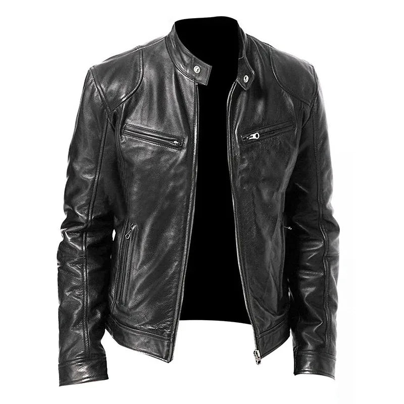 Motorcycle Leather Jackets Man Casual Fashion Coat Slim Fit Lapel PU Jackets Spring Autumn Windbreaker Leather Coat Male