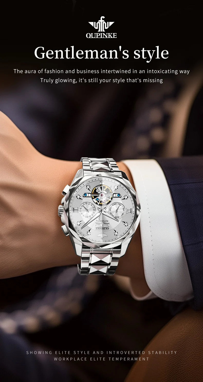 OUPINKE 3316 Automatic Mechanical Watch Classic New Version Watches for Men High-end Large Dial Wristwatch