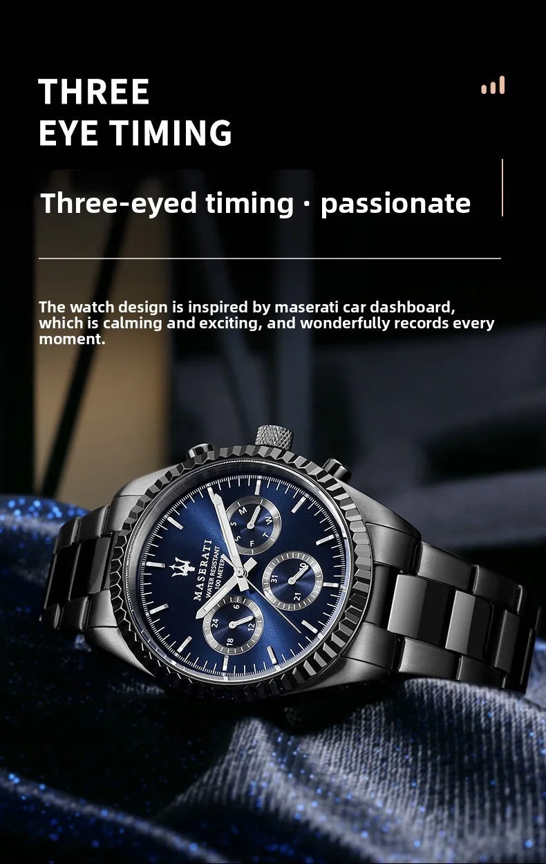 Original Maserati watches men's luxury gold fashion trend dial Shi Ying European and American business watch blue gold R88531000