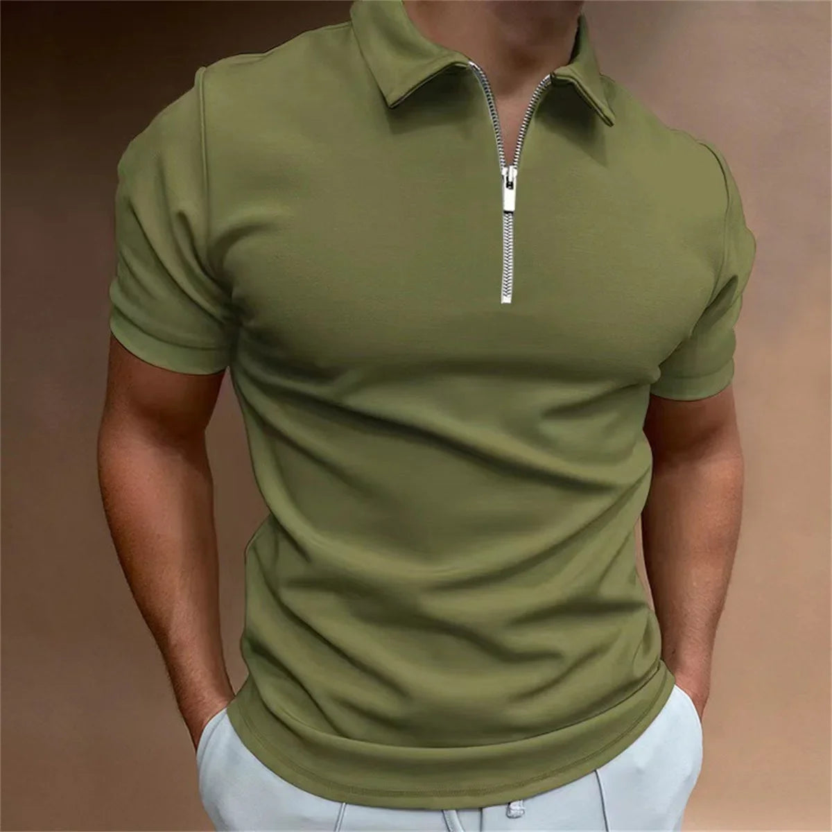 Summer Men's Polo Shirt Solid Color Short Sleeve Casual Loose Simple High-Quality Slim-Fit Large Size Men's Wear