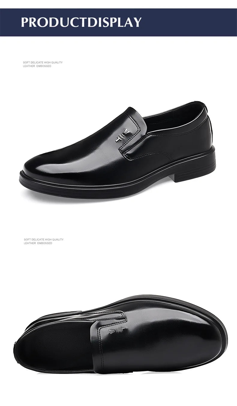 2025 Spring New Designer Leather Shoes for Men Solid Color Fashion Business Casual Shoes Male Retro Black Dress Shoe Man