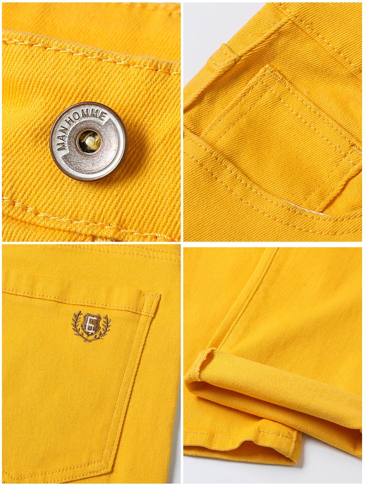 Men's Pink Jeans Spring Summer New Comfortable Elastic Fitted Straight Denim Trousers Fashion Korean Male Casual Pants