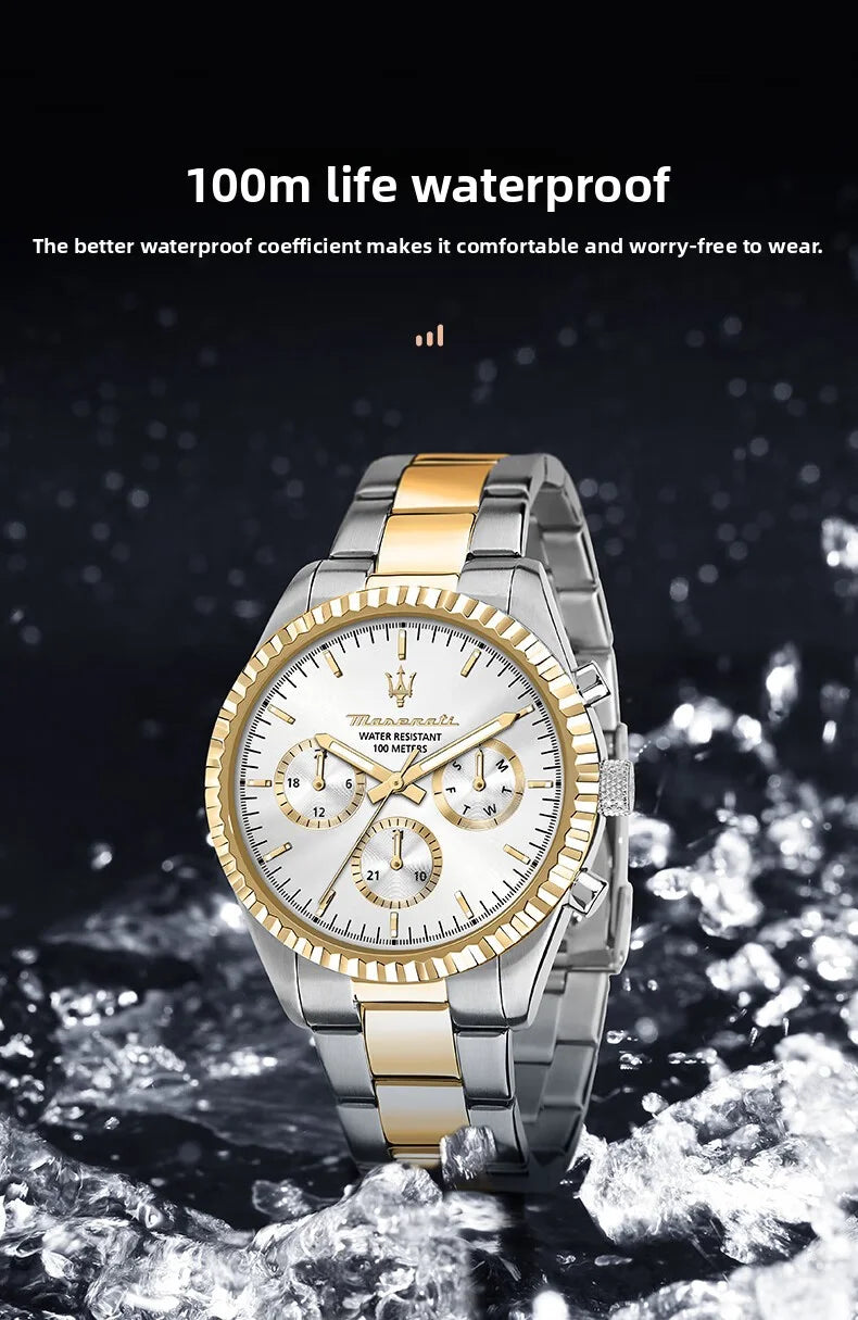 Original Maserati watches men's luxury gold fashion trend dial Shi Ying European and American business watch blue gold R88531000