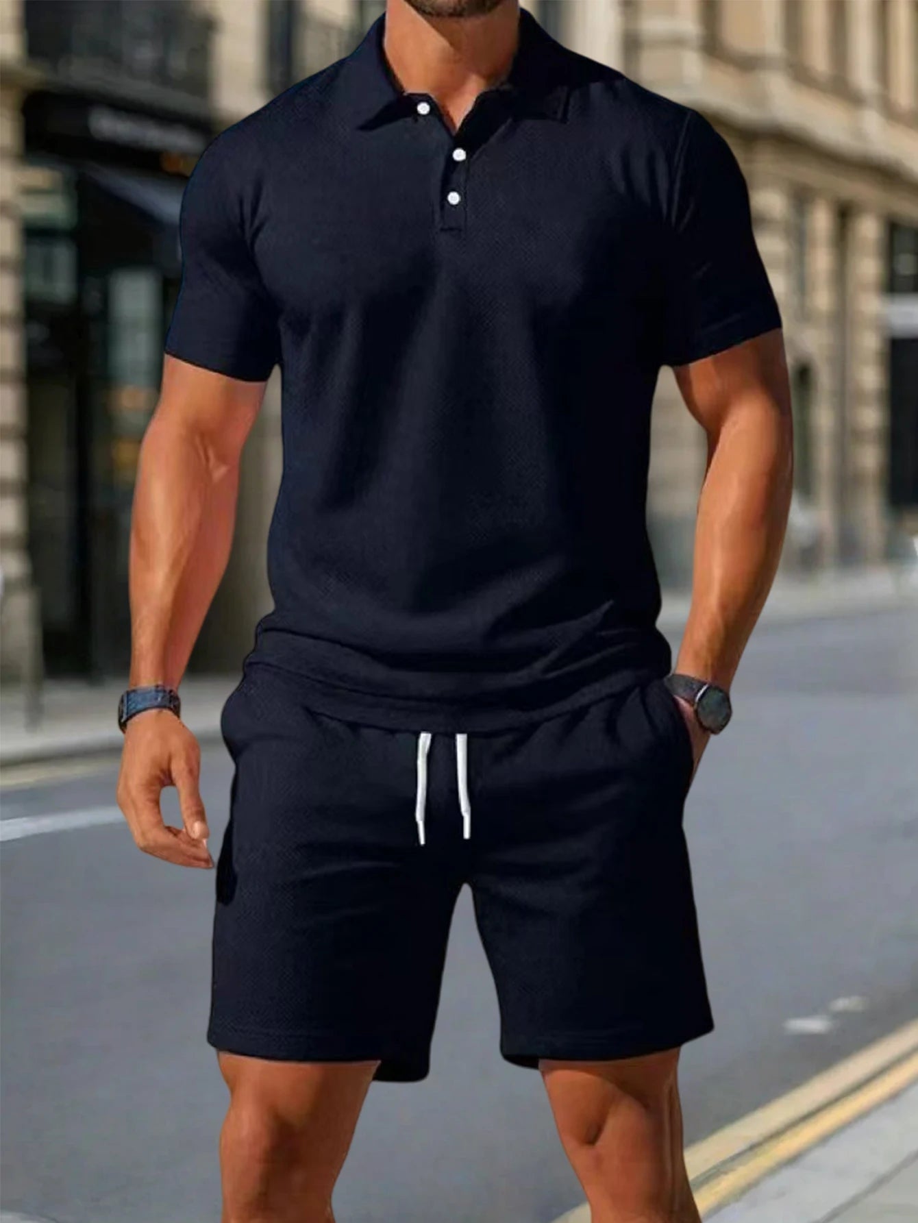 Men's Summer Polo Shirt Set with Collar Design Skin-friendly Cool Fabric Suitable for Your Whole Summer