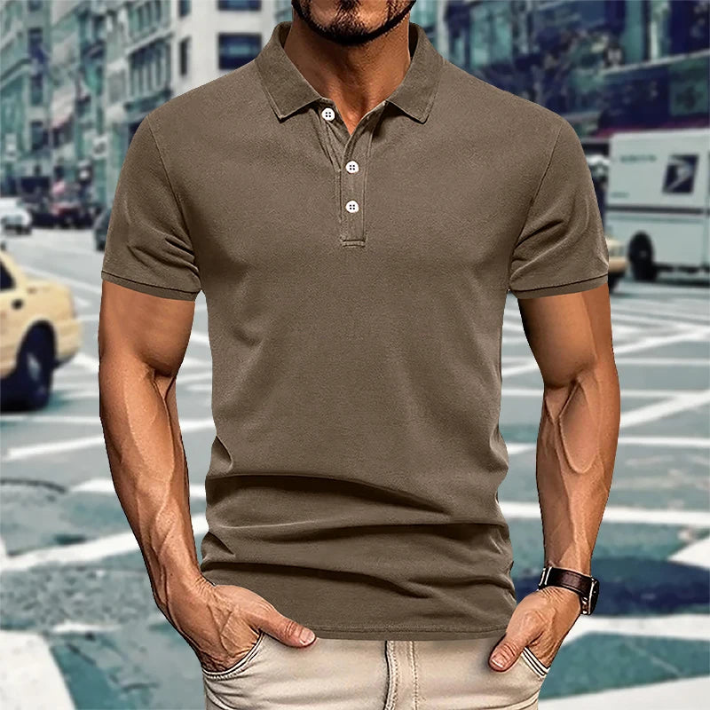 Men's casual short-sleeved Polo shirt solid color lapel, 2024 New summer fashion, sports, breathable, T-shirt top