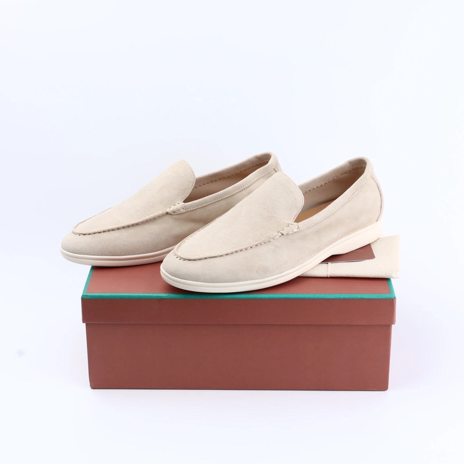Not Logo Summer Suede Leather Women Loafers Men Flat Shoes Round Toe Slip-on Causal Moccasin Comfortable Mules Lazy Women Shoes
