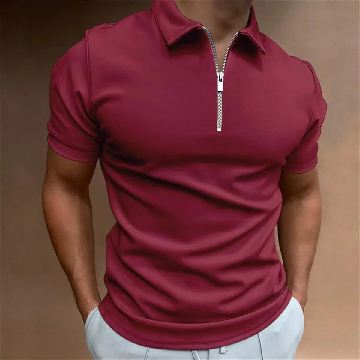 Summer Men's Polo Shirt Solid Color Short Sleeve Casual Loose Simple High-Quality Slim-Fit Large Size Men's Wear