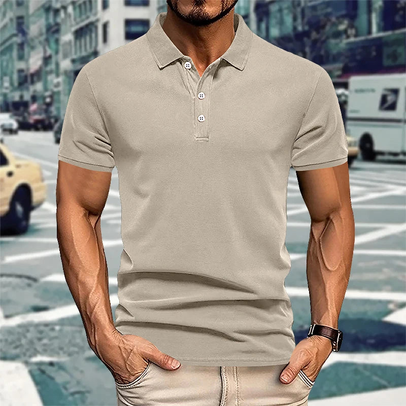 Men's casual short-sleeved Polo shirt solid color lapel, 2024 New summer fashion, sports, breathable, T-shirt top
