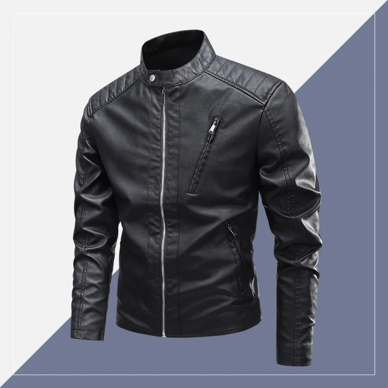 Leather Jacket Men's Casual Trend Brand Slim Fit Handsome Youth Leather Jacket Men Spring Autumn Motorcycle PU Leather Jacket