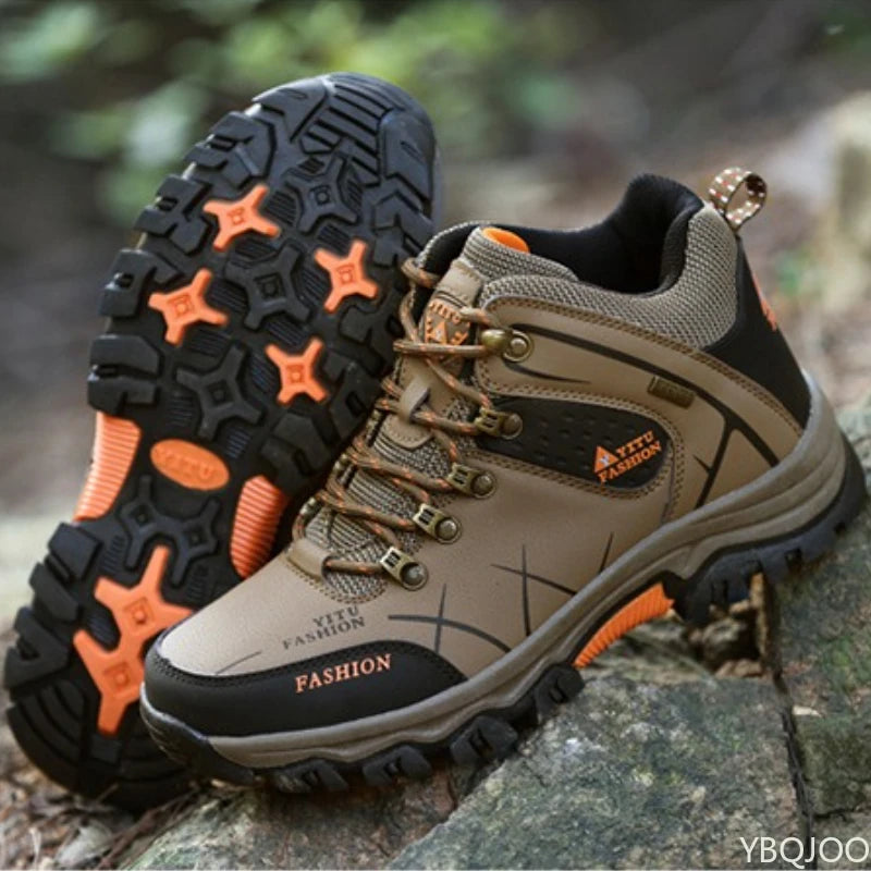 Men's hiking for autumn winter cotton shoes high cut thick warm outdoor hiking shoes anti slip wear-resistant shoes
