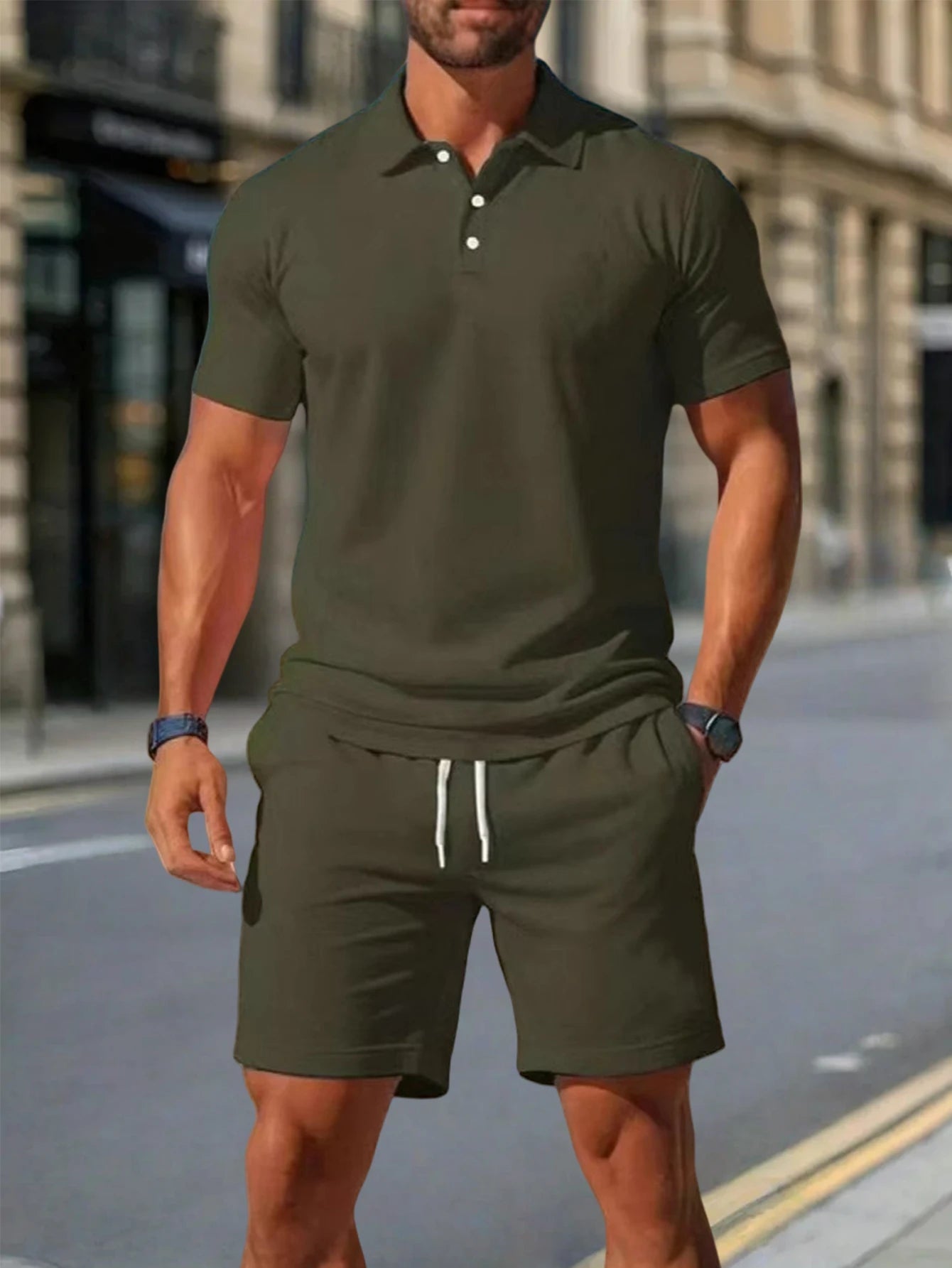 Men's Summer Polo Shirt Set with Collar Design Skin-friendly Cool Fabric Suitable for Your Whole Summer
