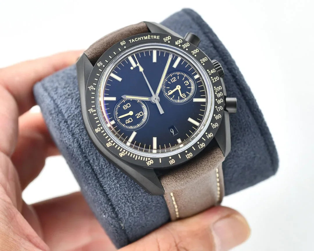 2025VIP  Black Automatic Mechanical Watch Multifunctional Men Watches Stainless Stel Calendar Sports Brown Leather Customized