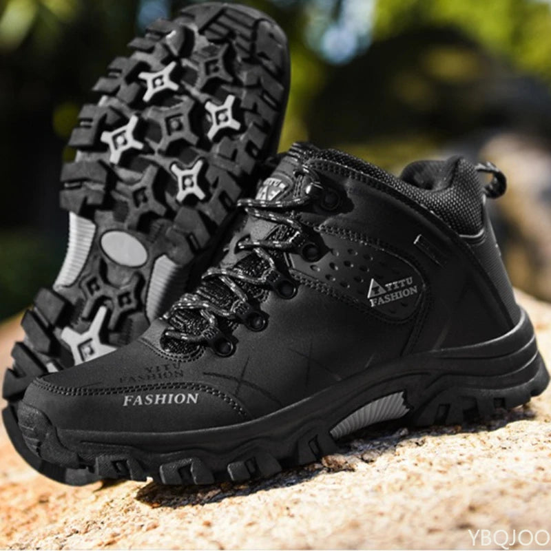 Men's hiking for autumn winter cotton shoes high cut thick warm outdoor hiking shoes anti slip wear-resistant shoes