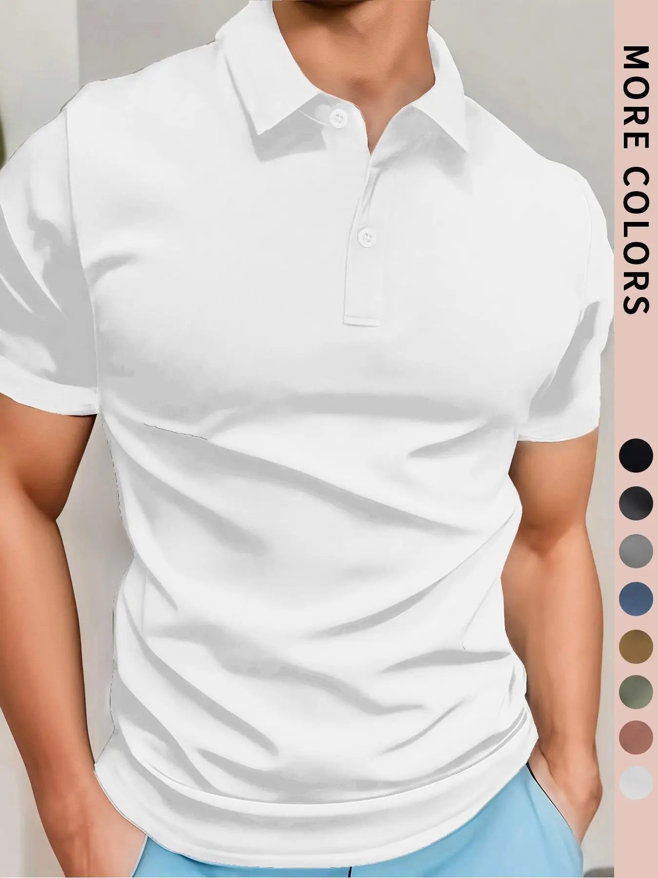 Men's Polo Simple Pure Color Short-Sleeved Shirt, High-Grade Fabric, Breathable and Comfortable Fabric with Ice Feel, Summer Outdoor Casual Men's Shirt, Men's Gifts