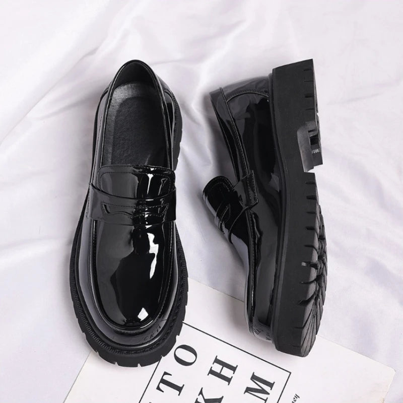 platform loafers increase height shoes man black elegant luxury man shoes suit formal loafers party elegant dress men's shoes