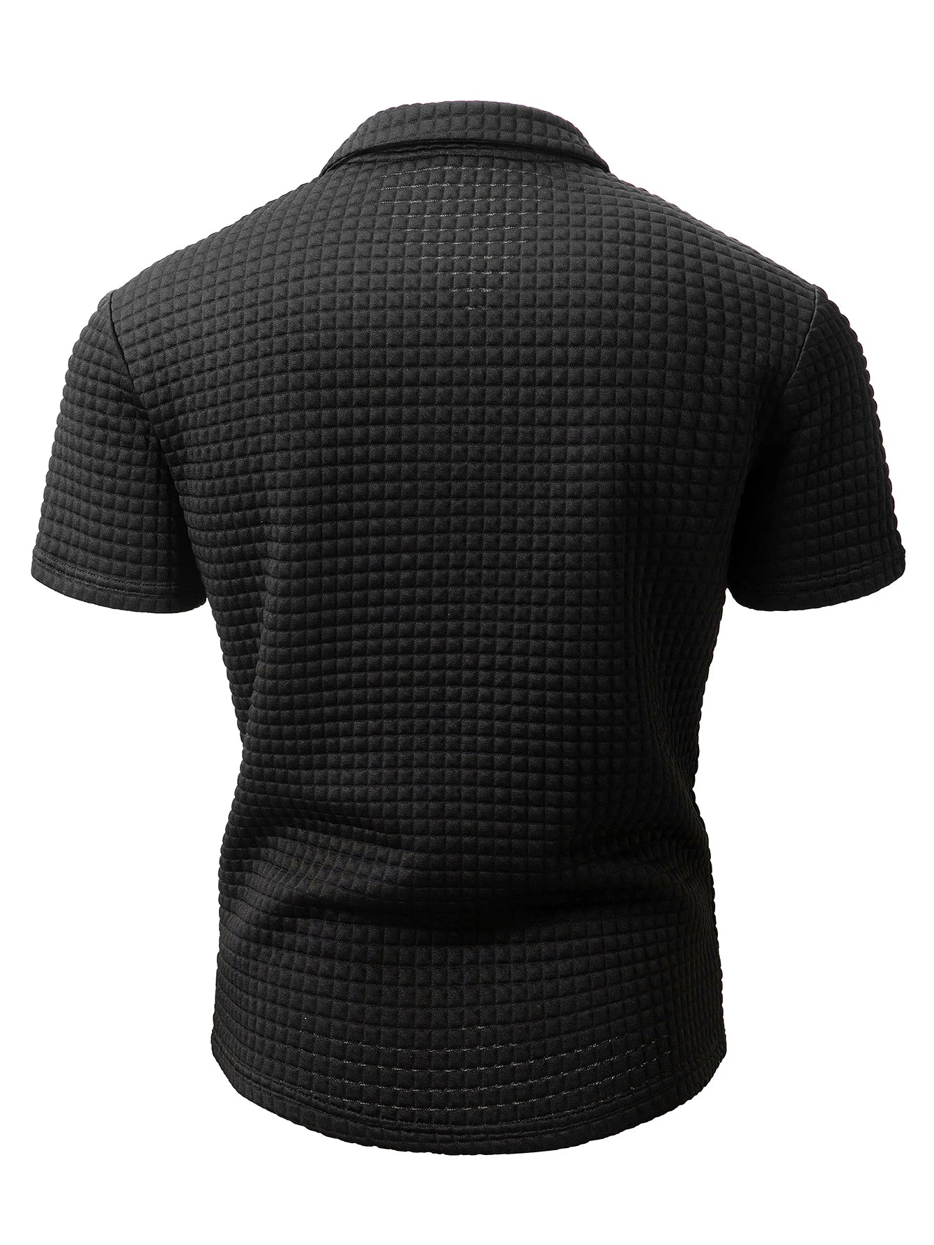 Men's Polo Shirt with Square Plaid Texture Fabric, Solid Color Pattern, Short-Sleeve Polo Collar Top, Non-Positioned Digital Print Fabric, Irregular Plaid Pattern, Fashionable Casual Daily Wear, Business Casual Wear