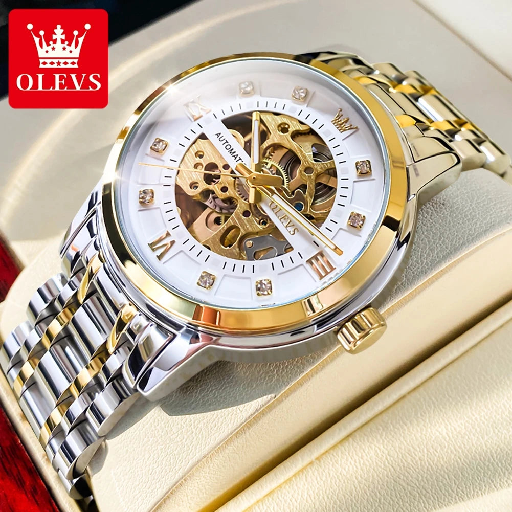 OELVS 9901 Luxury Men's Watches Fashion Dress Automatic Mechanical Wristwatch Waterproof Luminous Hollow Watch for Man Reloj