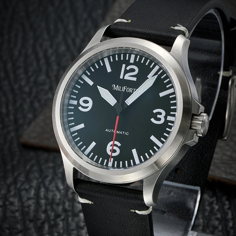 MF M096 Military Style Pilot Watch 856 Homage Large Arabic Numerals Dial 100M Waterproof  NH38 Movement Auto Man Watches