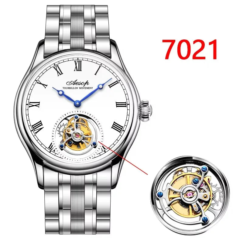 Aesop Real Flying Tourbillon Movement Mechanical Watches Luxury Watch for Men Skeleton Tourbillon Watch Sapphire Official Store