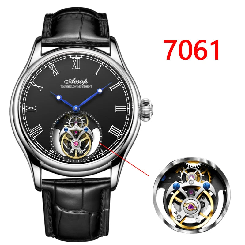 Aesop Real Flying Tourbillon Movement Mechanical Watches Luxury Watch for Men Skeleton Tourbillon Watch Sapphire Official Store