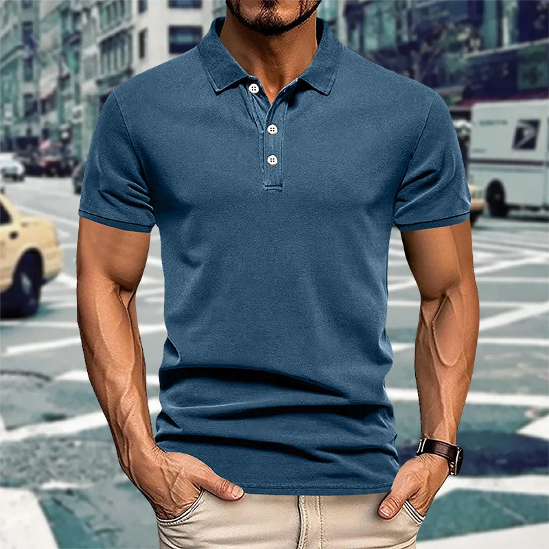 Men's casual short-sleeved Polo shirt solid color lapel, 2024 New summer fashion, sports, breathable, T-shirt top