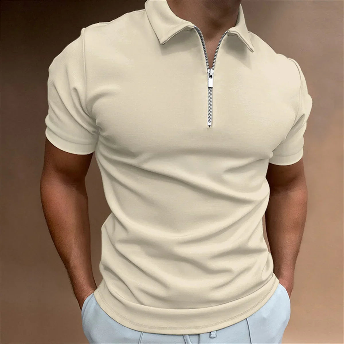 Summer Men's Polo Shirt Solid Color Short Sleeve Casual Loose Simple High-Quality Slim-Fit Large Size Men's Wear