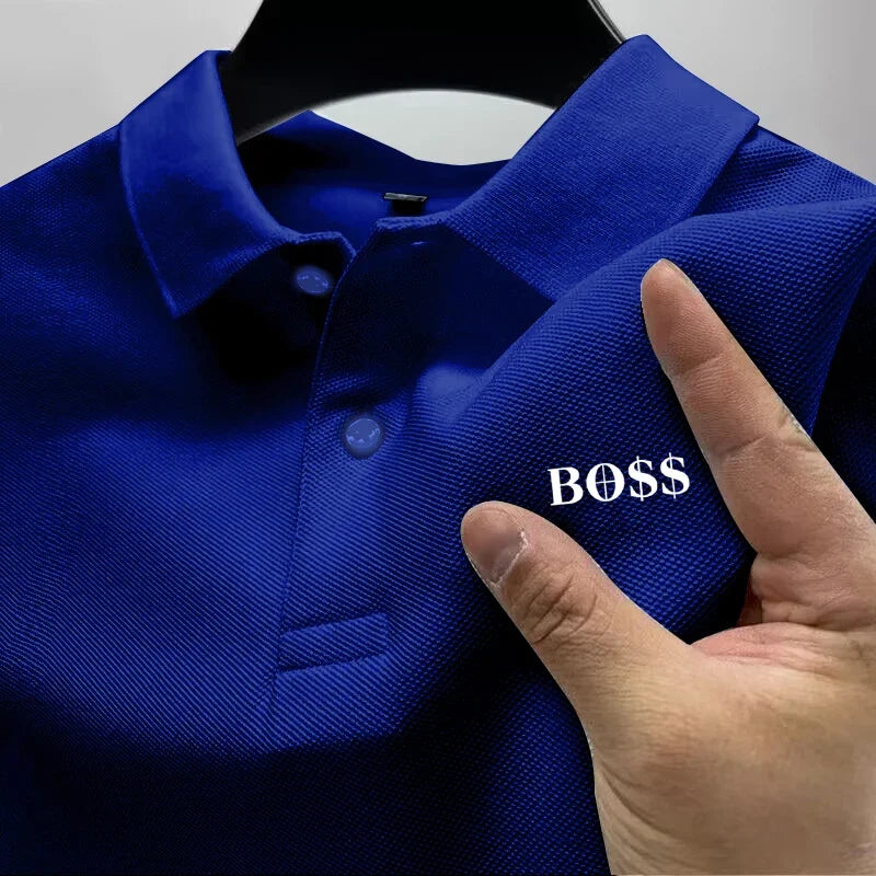 Men's short-sleeved polo shirt 2025, quick-drying, breathable, casual, fashionable, business, sporty, summer, high collar, new s