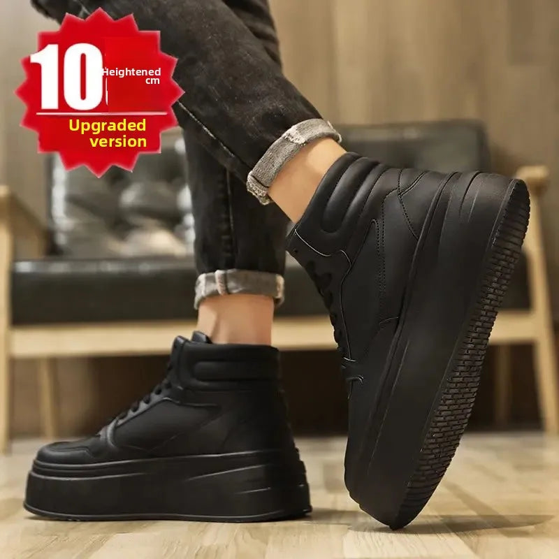 White Sneakers Heightening 12cm Thickened Shoe Bottom Korean Style Platform Invisible Heightening 10cm Cosplay Role-playing Men'