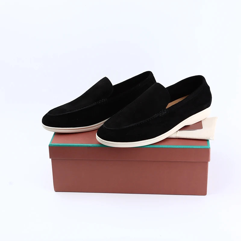 Not Logo Summer Suede Leather Women Loafers Men Flat Shoes Round Toe Slip-on Causal Moccasin Comfortable Mules Lazy Women Shoes