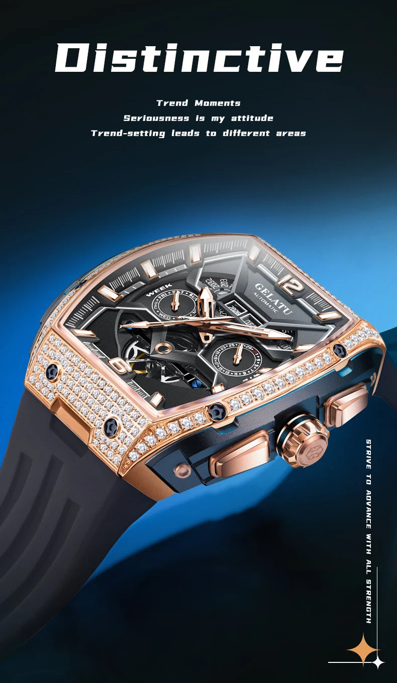 Reloj Hombre GELATU Luxury Top Brand Multifunction Tourbillon Men's Watch High Quality Automatic Mechanical Watch Sapphire