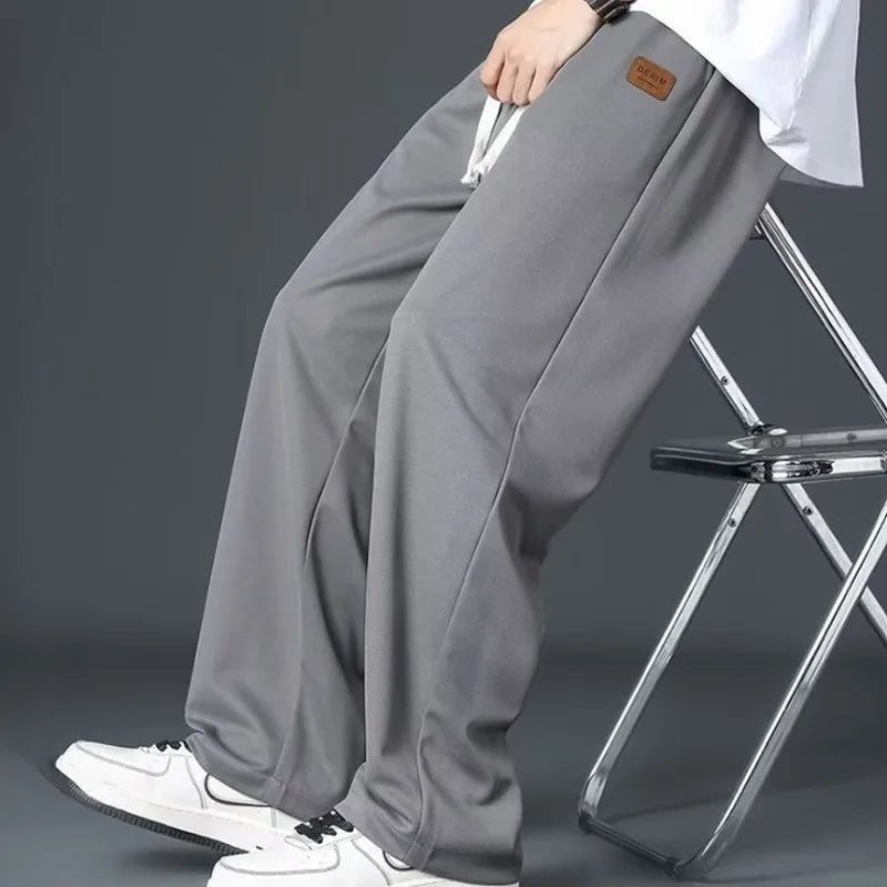 Casual Long Jogger Sweat Pants Men For Quick Drying Spring And Summer Thin Trendy Straight Leg Loose Flowing Fashion Trousers