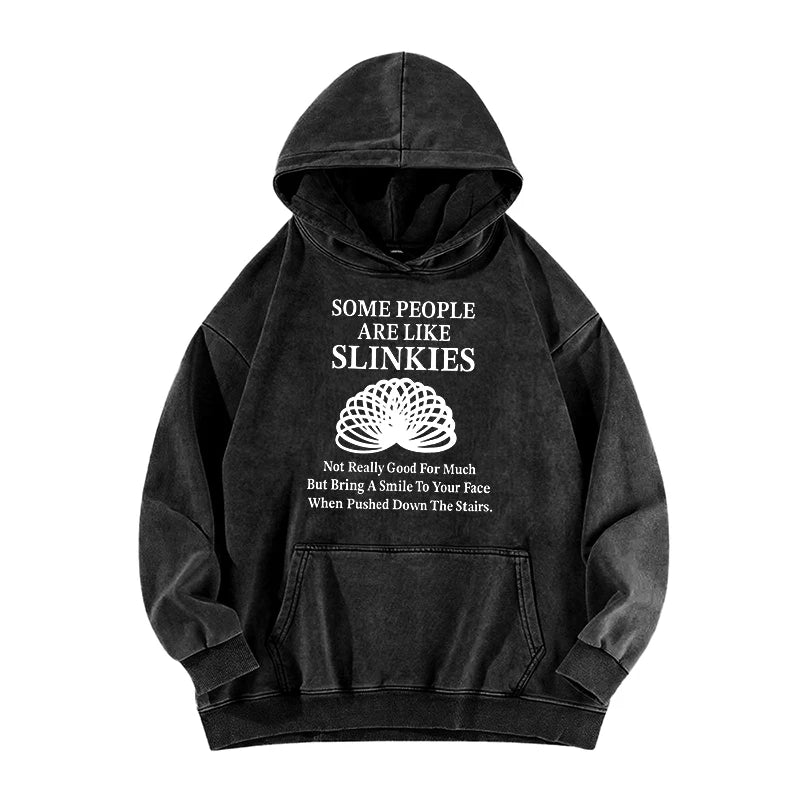 MenS Humorous Cotton Hoodie Some People Are Like Slinkies Print Casual Long Sleeve Women Trendy Washed Hoodie Ideal For Leisure
