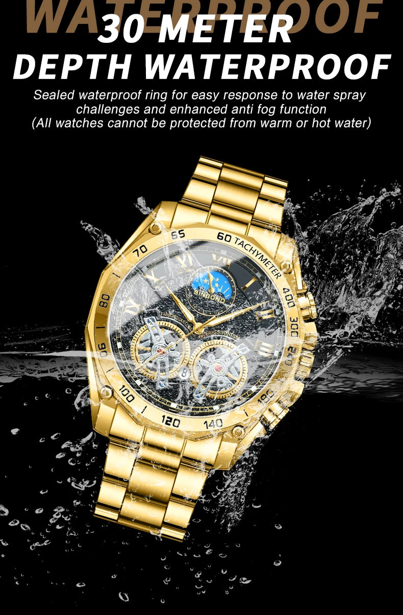 BINBOND Luxury Men Quartz Watches Fashion Concept Decorative Dial Casual Military Sports Wristwatch Waterproof Men's Clock