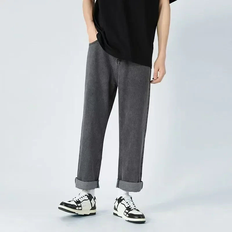 Men's Jeans Spring Autumn New Loose Straight Comfortable High Street Casual Trousers Trendy American Style