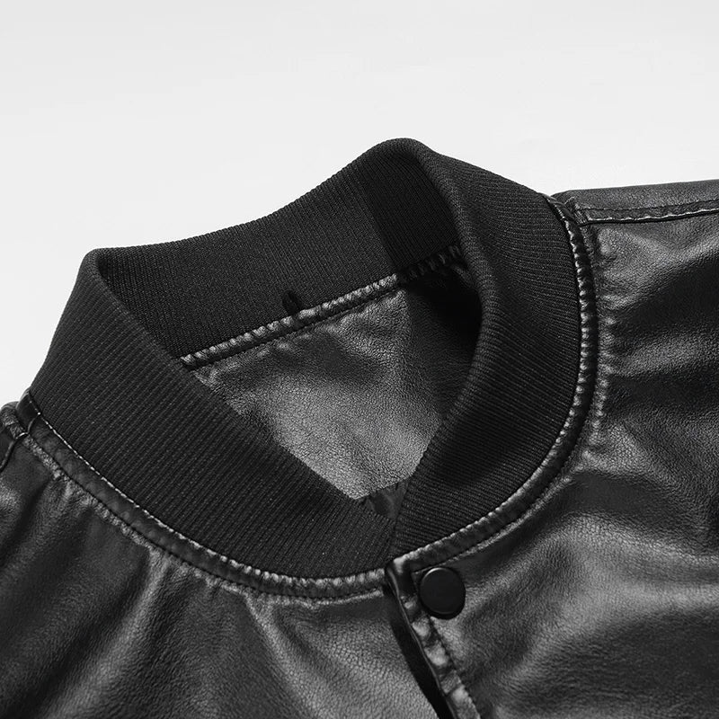Men's American Retro Leather Jacket, Thick Leather Jacket for Autumn and Winter, Suede Lapel Jacket for Men, Fashionable and Elegant Top, Casual Biker Style Pilot Cotton Jacket